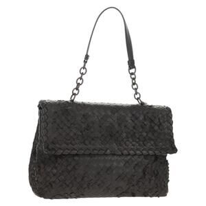 BOTTEGA VENETA INTRECCIATO Hand Bag Leather Black Auth 160056V